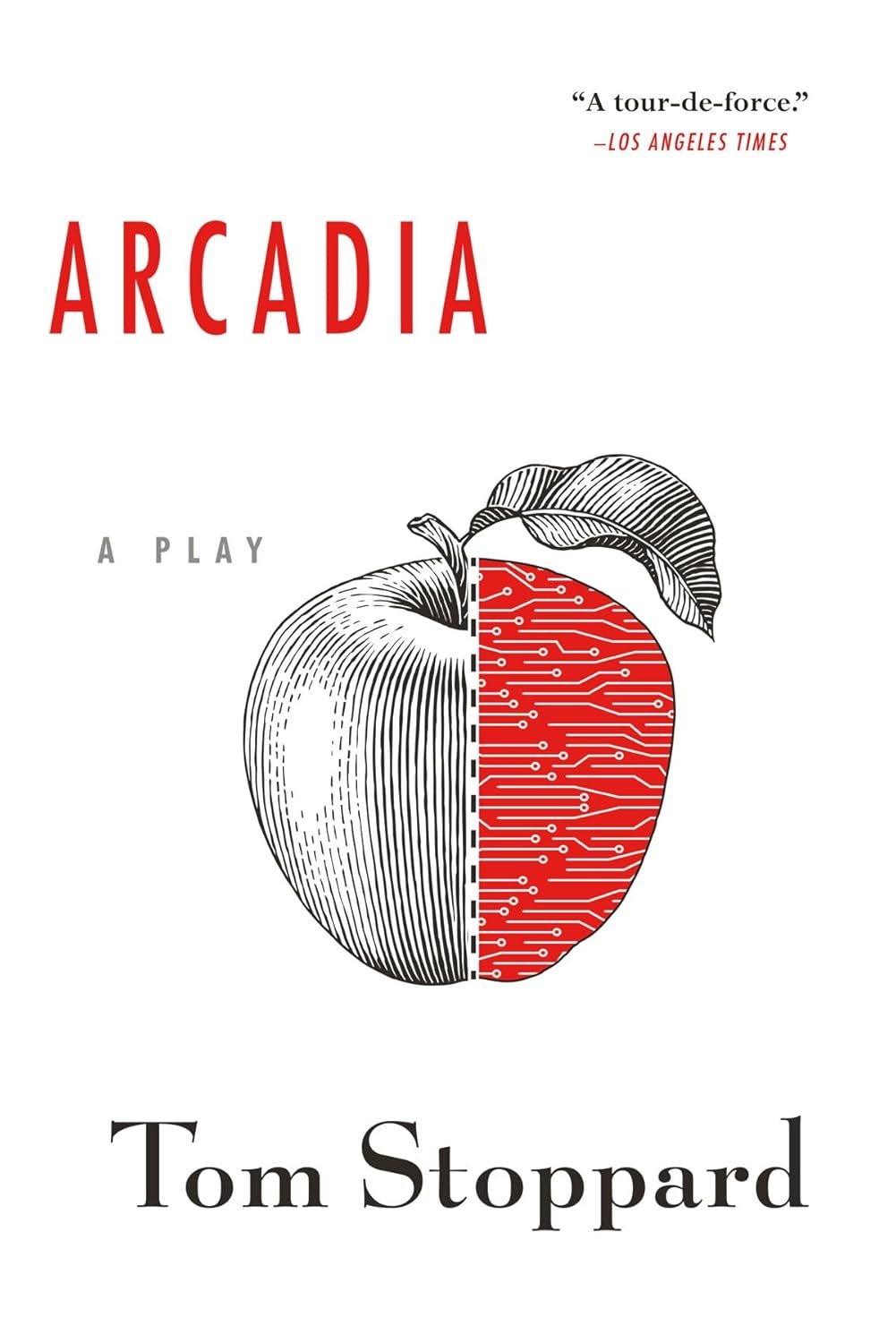 arcadia a play cover with apple and author name.