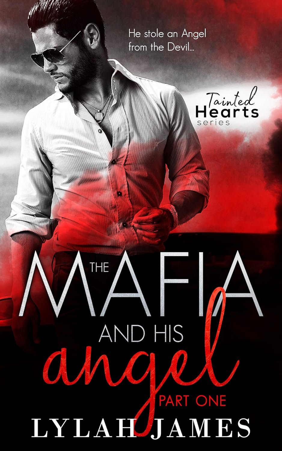 the mafia and his angels romance novel cover with mafia man with sunglasses and open shirt